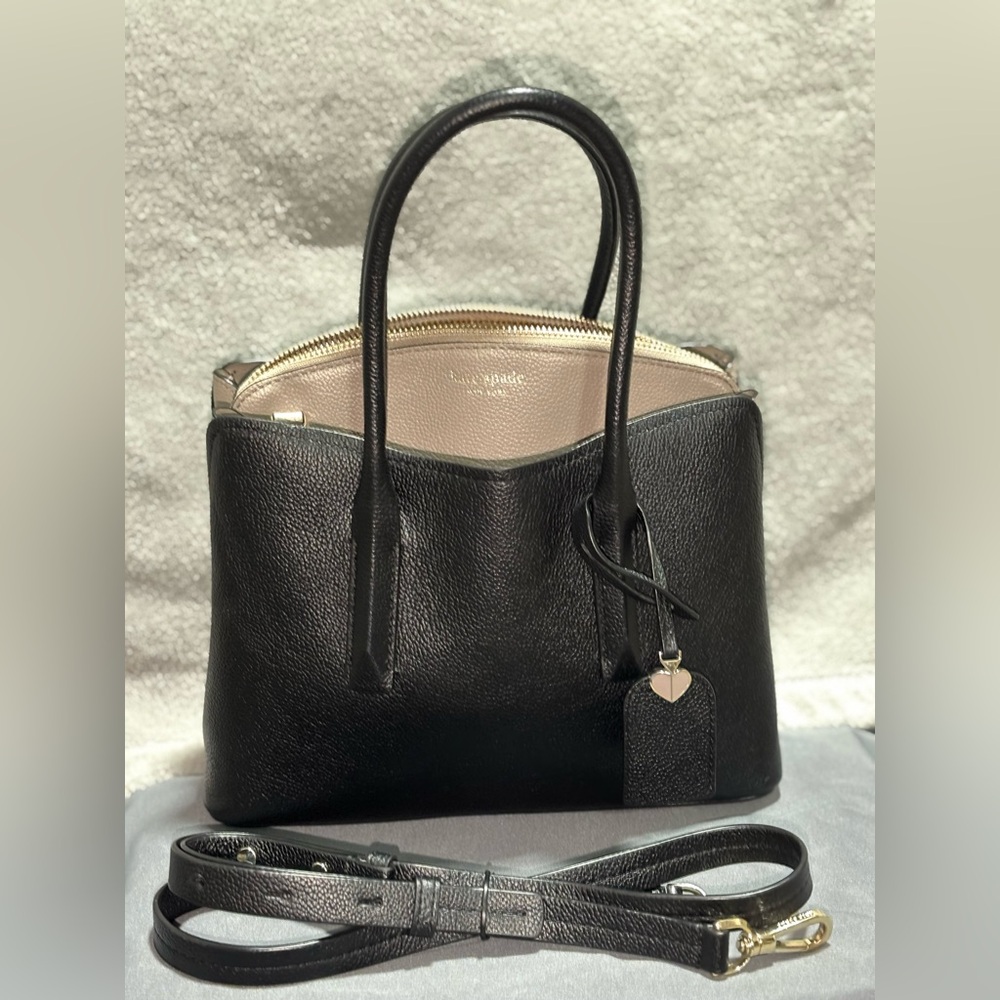 Kate Spade New York Medium Margaux Satchel - Leather Purse w/ crossbody strap